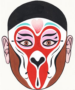 象形脸,是一种非常灵活的脸谱样式,是根据动物形态本身进行创作,将其